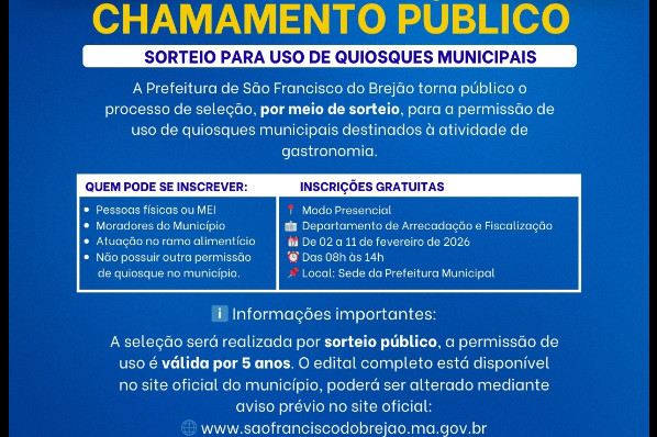 Uso dos Quiosques das Praças: Chamamento Público